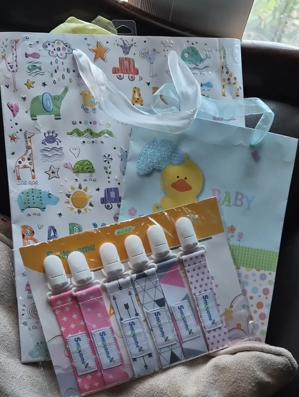 NWT Baby Bundle! 3x3-6mo, 9x6-9mo Short Short Sleeve Onsies & 6 Pacifier Clips